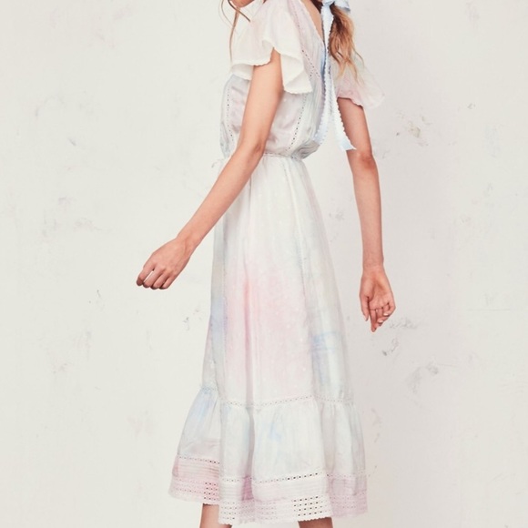LoveShackFancy Madeline Tie Dye Midi Dress Lace - Picture 5 of 8